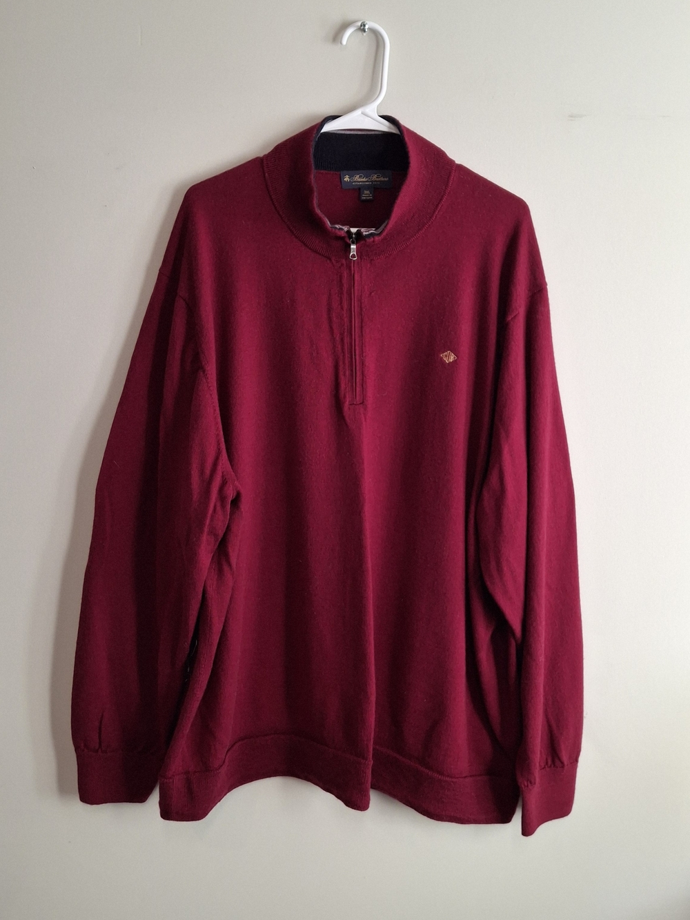 Men's Brooks Brothers Zip-Up Sweater in Deep Wine 3XL
